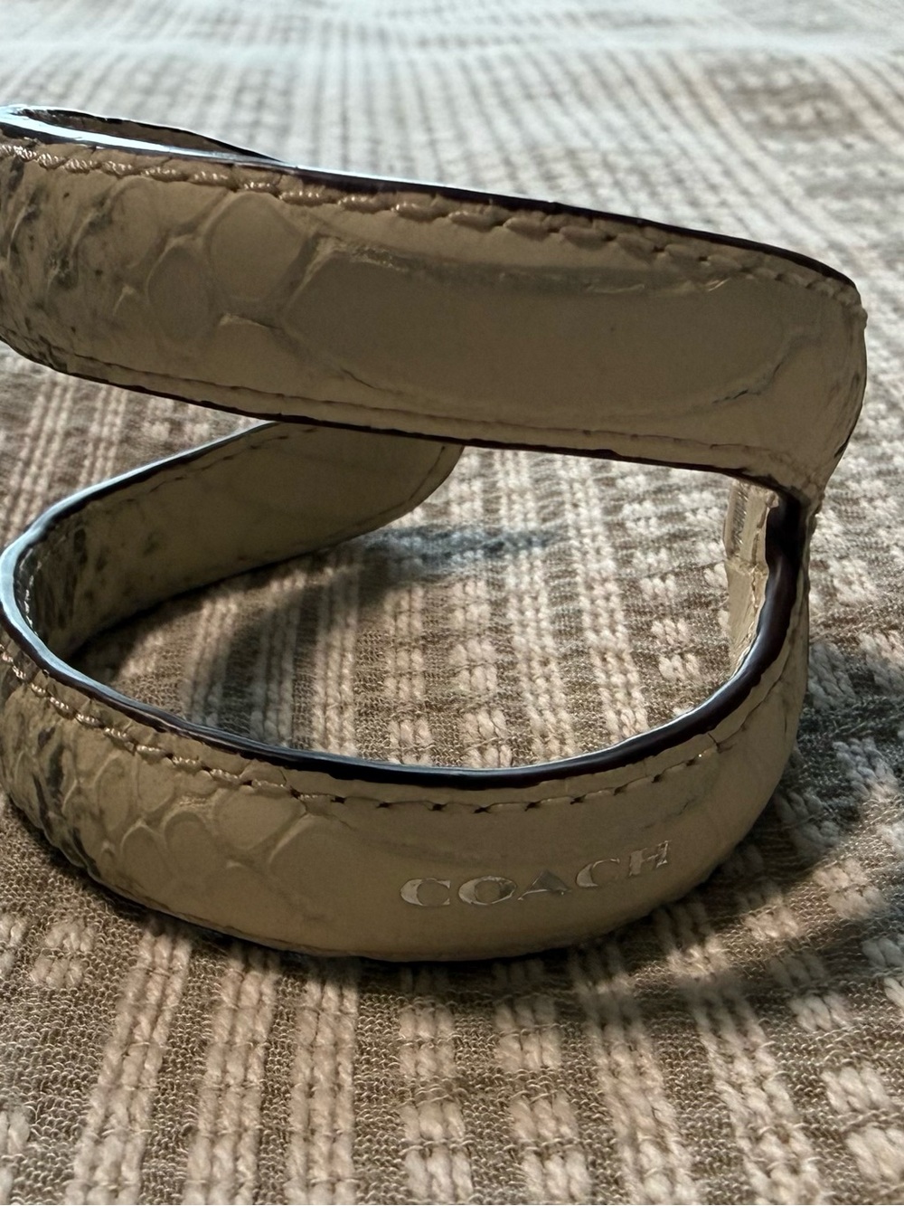 Women’s Coach Embossed Leather Bracelet / Cuff with Snake/Python Texture